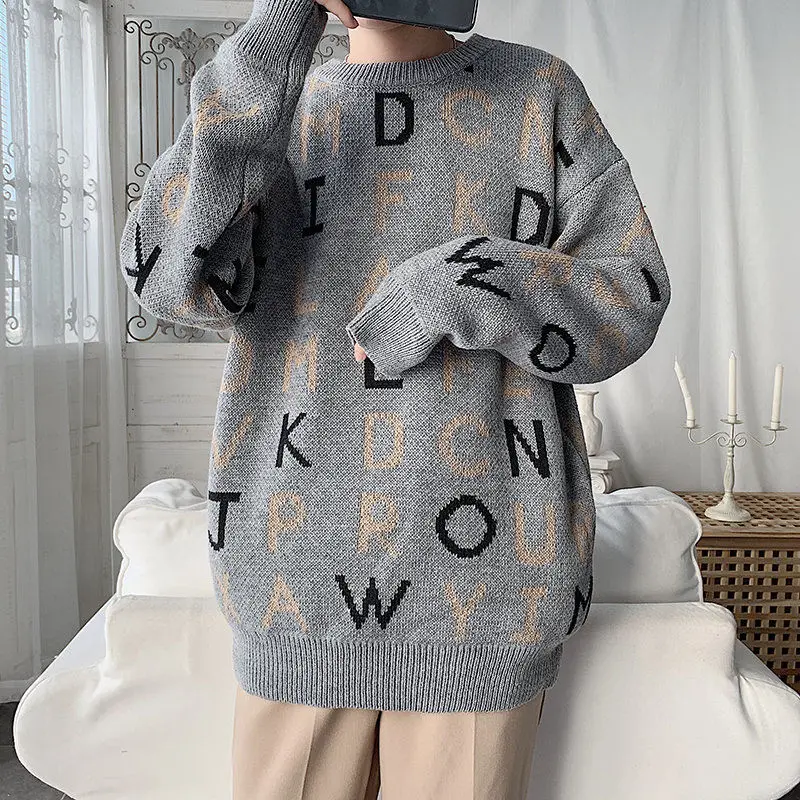 Fall New Men's Knitted Sweater Student Sweater Men's Korean Fashion Round Neck Linen