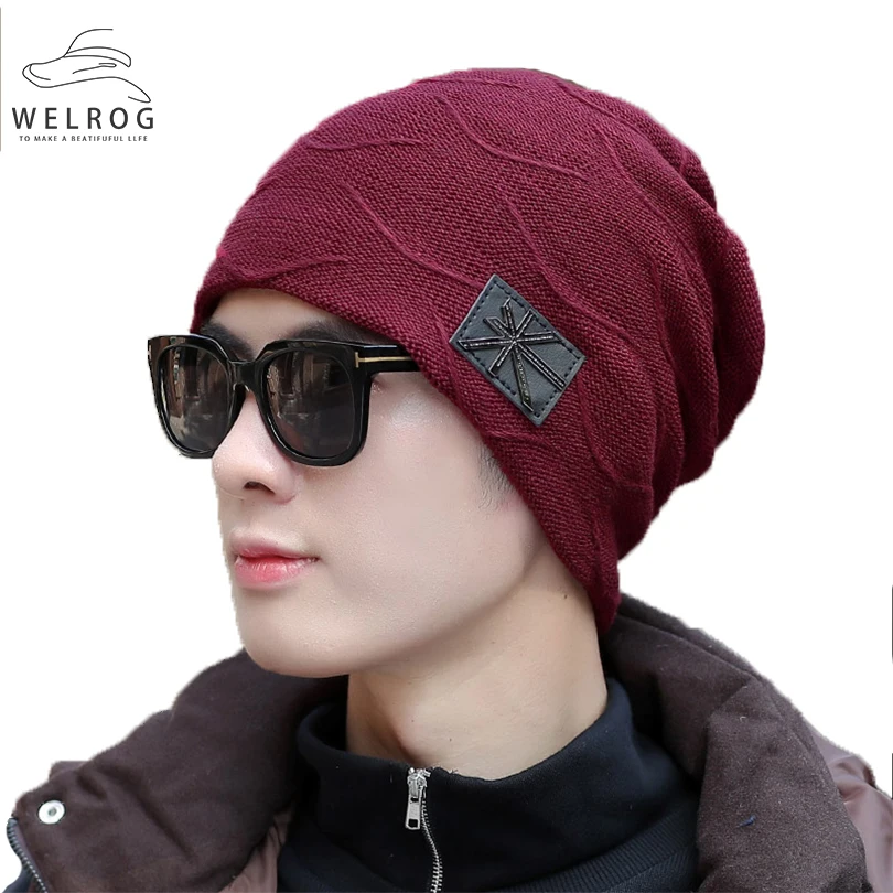 WELROG вязаная утолщенная и флисовая подкладка Skullies шапка зимняя громоздкая теплая шапка для мужчин и женщин головной убор громоздкие вязаные крючком шапочки