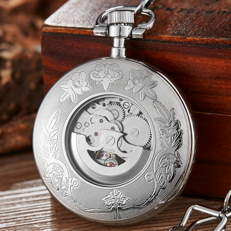 Classic mechanical pocket watch Roman watches men skeleton gold steampunk pocket chains fob clips watch for men gifts watches