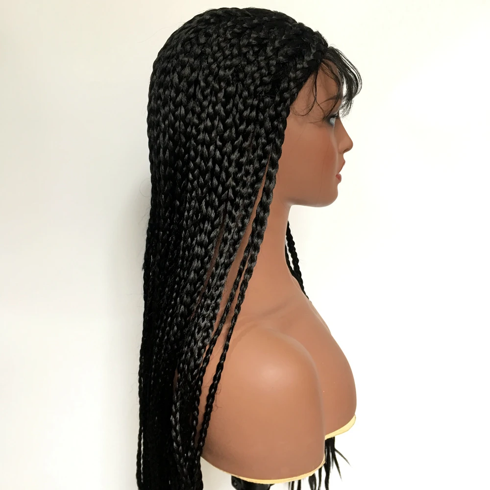 DLME Braid Wig With Baby Hair Heat Resistant Fiber Hair Synthetic Braided Wigs For Black Women Afro Braided Black Box