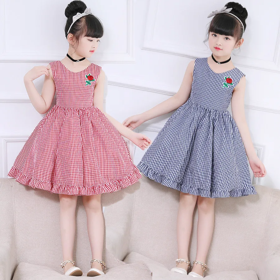 

Kids Dresses for Girls Summer 2019 Sleeveless Stripe Casual Flower Children Shirts Dress 8 10 12 14 Years Girls Sundress