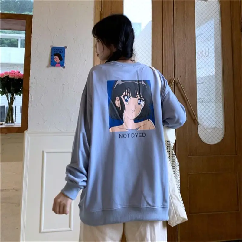 

Loose Cartoon Print Ins Sweatshirt Female Korean Cute Women's Sweatshirts Japanese Harajuku Ulzzang Vintage Clothing For Women