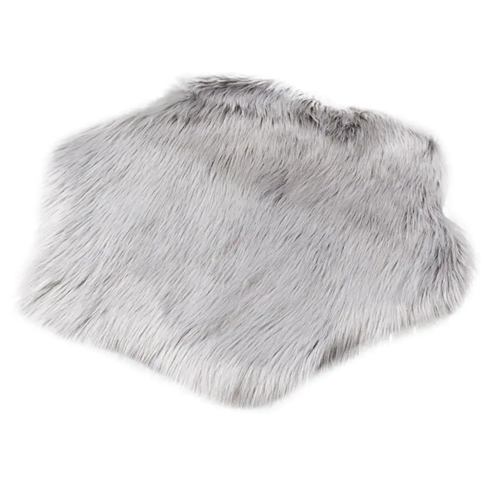 Tapetes Wool Imitation Sheepskin Rugs Faux Fur Non Slip Bedroom Shaggy Carpet Mats#2O21 - Цвет: Gray