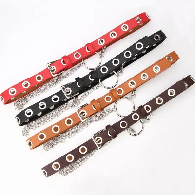 

Newest Design Detachable Waist Belt Punk Hip-hop Trendy Women Belts Lady Fashion silver Pin Buckle leather Waistband With Chain