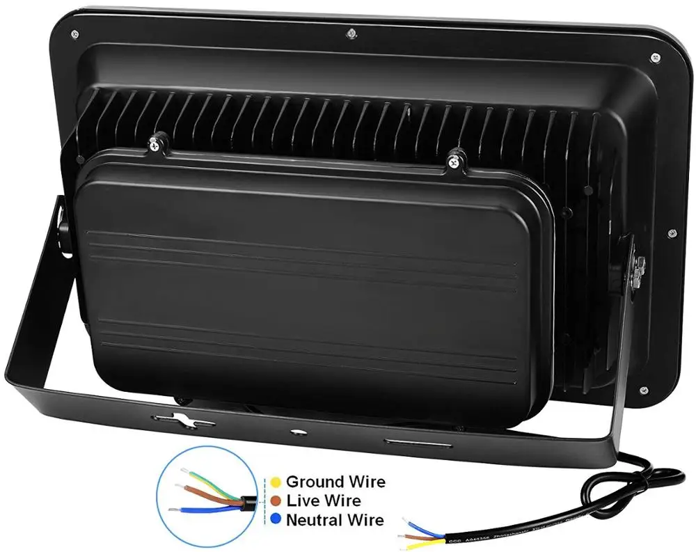 Black 500W Outdoor LED Flood Light, Super Bright 50000lm, Daylight White 6000K, Waterpoof IP65, 50,000hrs Lifetime, All Weather