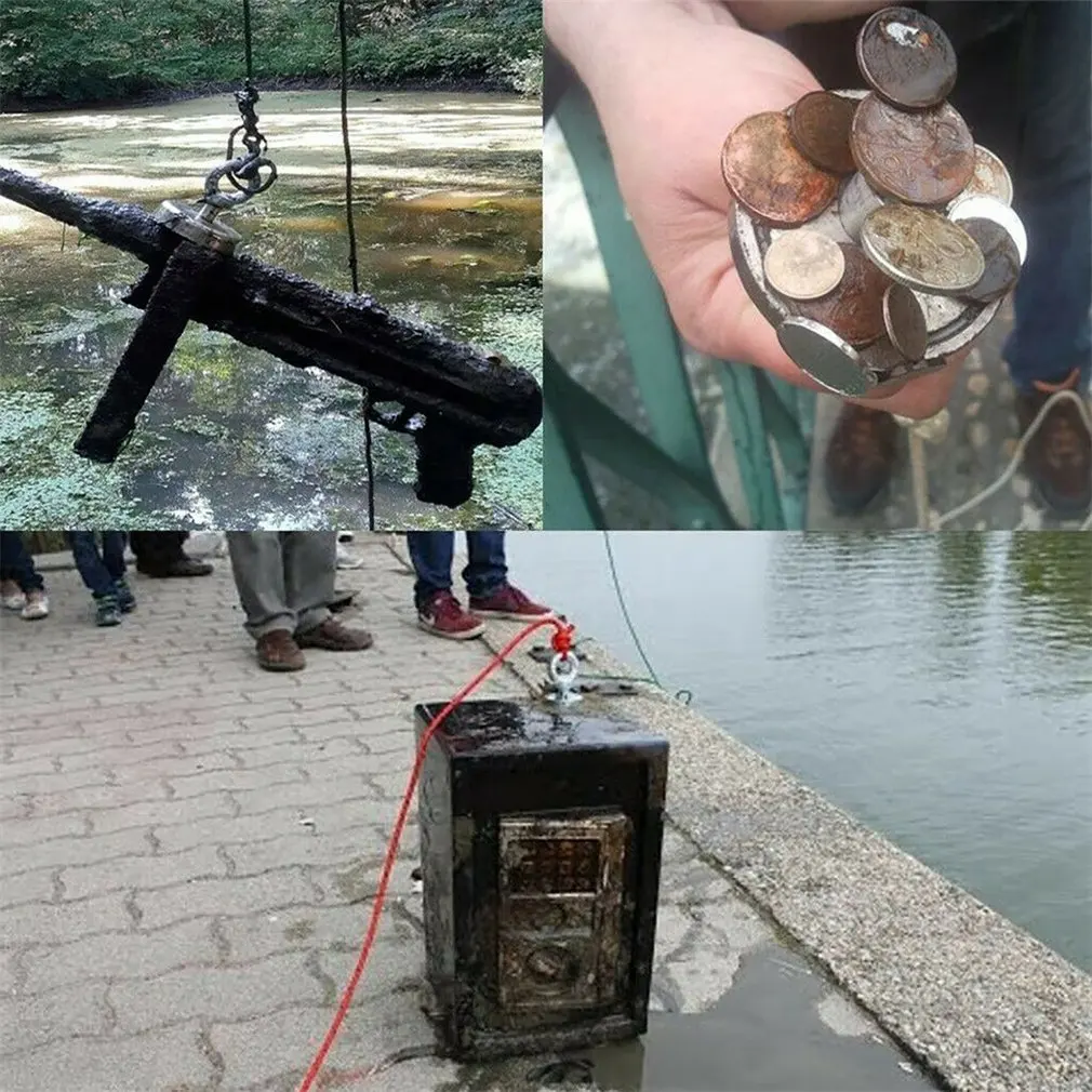 200/300/500 кг Портативный прочный мощный сильный двухсторонний магнит для рыбалки с 10 м веревки сильное магнитное кольцо магнитный камень