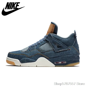 

Nike Air Jordan 4 Denim AJ4 Breathable Men's New Arrival Authentic Basketball Shoes Sports Sneakers