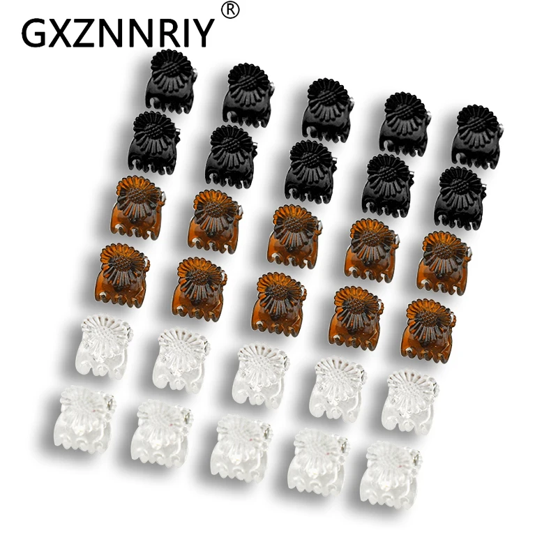 1cm 100pcs/pack Flower Hair Claw Clips for Women Girls Accessories Black Brown Transparent Plastic Mini Hairclip Headwear Gifts