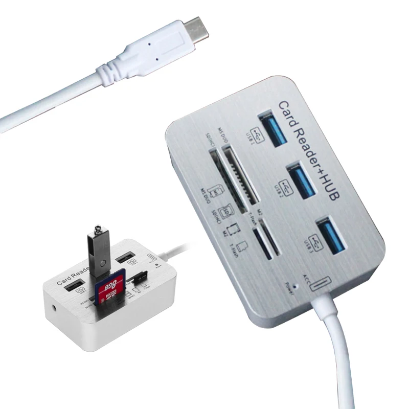 Usb-хаб 3,0 Тип C концентратор USB 3,0 разветвитель 3 порта Мульти USB C Hab USB-C концентратор 2,0 несколько SD/TF скорость считывания карт для портативных ПК