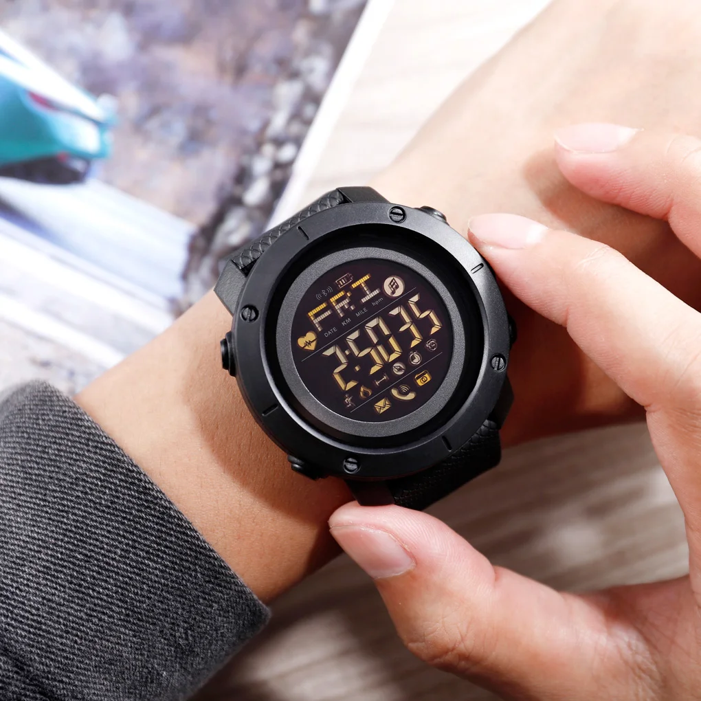 SKMEI мужские спортивные часы с Bluetooth цифровые часы мужские фитнес-часы с монитором сердечного ритма наручные часы 30 м Водонепроницаемые светодиодные часы 1511 1512