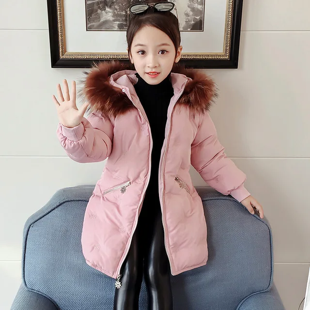 pink Rlyaeiz/детская одежда; зимние куртки для девочек; коллекция года; модное зимнее пальто для девочек; Многоцветный мех; воротник; толстая теплая парка; пальто - Цвет: pink
