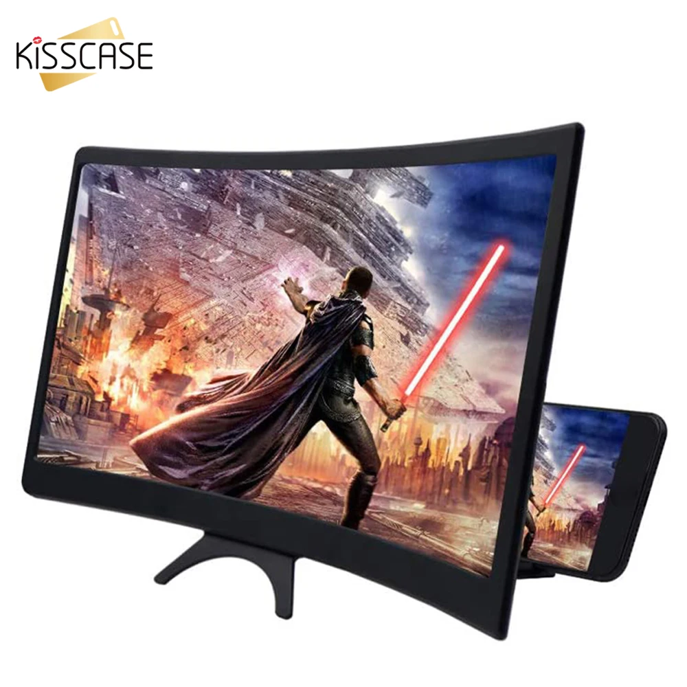 Phone Screen Amplifier 12 Inch Curved Magnifier Foldable 3D HD Video Cinema Phones Holder Stand Mobile Projector | Мобильные