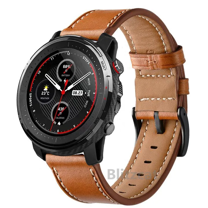 Ремешки для наручных часов из натуральной кожи ремешок для Xiaomi Huami Amazfit Stratos 3 2 2S pace сменный ремешок на запястье - Цвет: 2