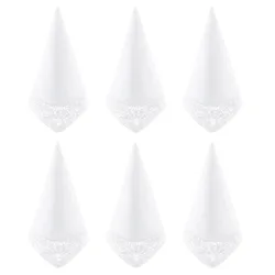 Mouchoir Vintage en dentelle blanche Pure pour femmes, 6 pièces, carré pour mariage, accessoires pour occasions enterrements, cadeau d'anniversaire, 43x43cm 