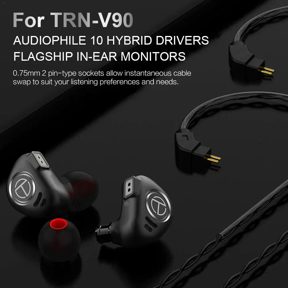 

Original TRN V90 4BA+1DD Hybrid Metal In Ear Earphone HIFI DJ Monitor Running Sport Earphone Earplug Headset with mic