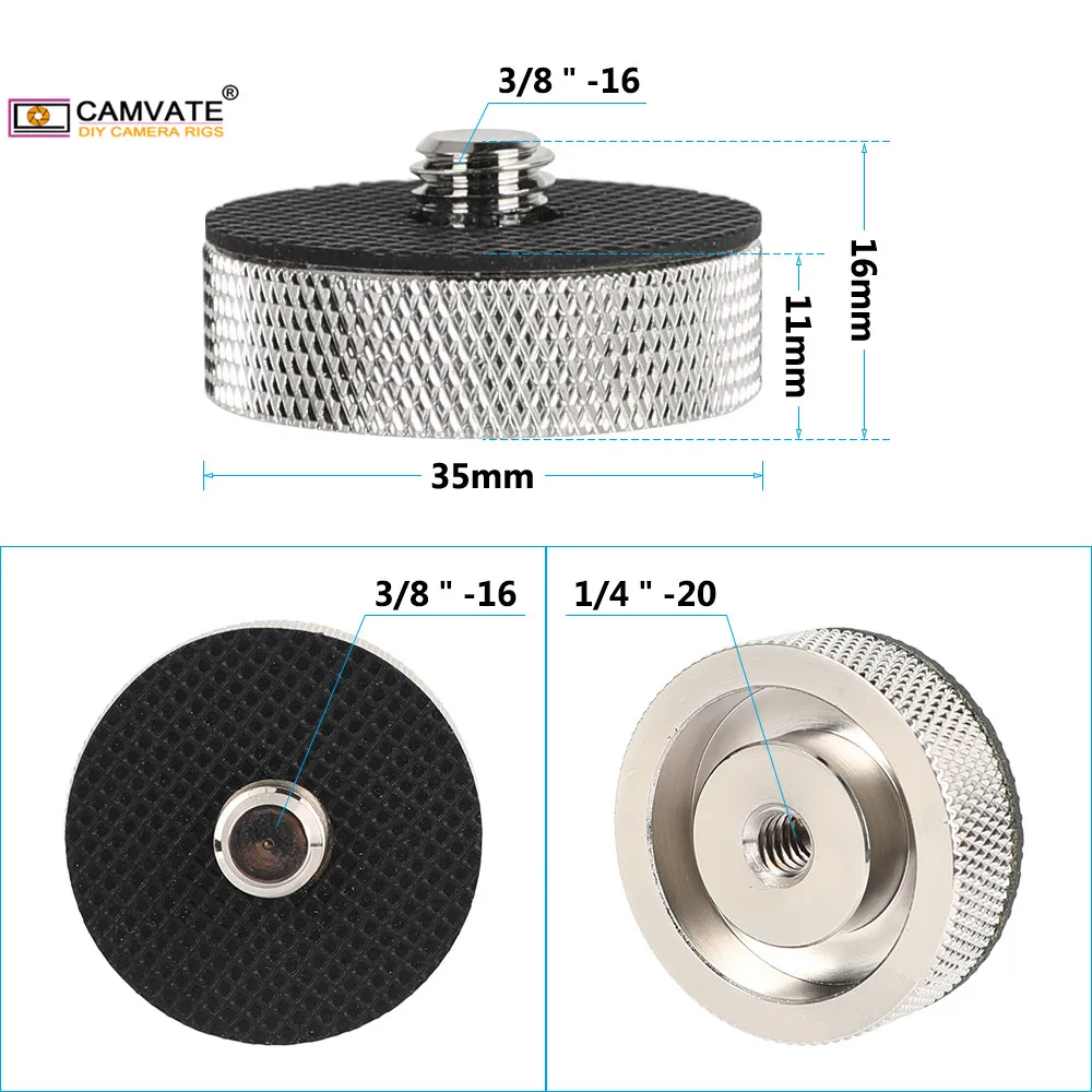 CAMVATE Стандартный 1/4 &quot 20 Женский до 3/8&quot 16 Мужской Винт адаптер с наружной резьбой