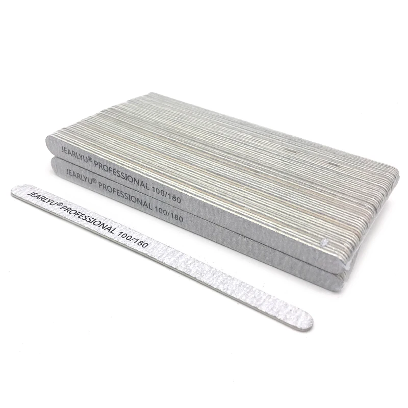 

20pcs/lot Grey Double Side Wooden Nail Files Washable 100/180 Reusable Sanding Straight Manicure Tools For Nail Gel Polish Files