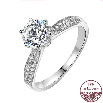 

s925 sterling silver light luxury six-claw petal femalewedding anniversary Elegant classical flower bud proposal diamond ring