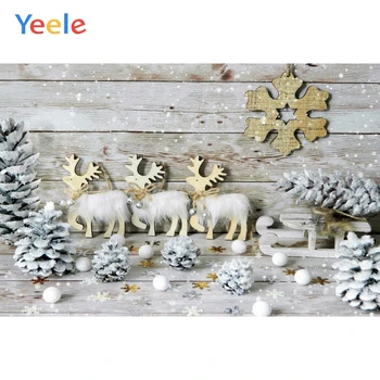 

Christmas Elk Snowflake Tree Wooden Board Baby Birthday Backdrop Photography Custom Photographic Background For Photo Studio