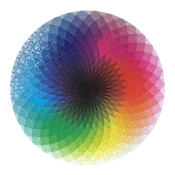 

1000 Pcs Round Jigsaw Puzzles Gradient Color Rainbow Puzzles for Adults and Kids Difficult and Challenge