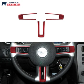 

Car Interior Moulding Trim Steering Wheel Button Frame Carbon Fiber Sticker Decals For Ford Mustang 2009-2013 Auto Accessories