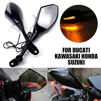 

with LED Turn Signal Double Lamp Side View Mirrors Integrated Rearview Mirrors Durable Accessories Motorcycle Modified Mirror