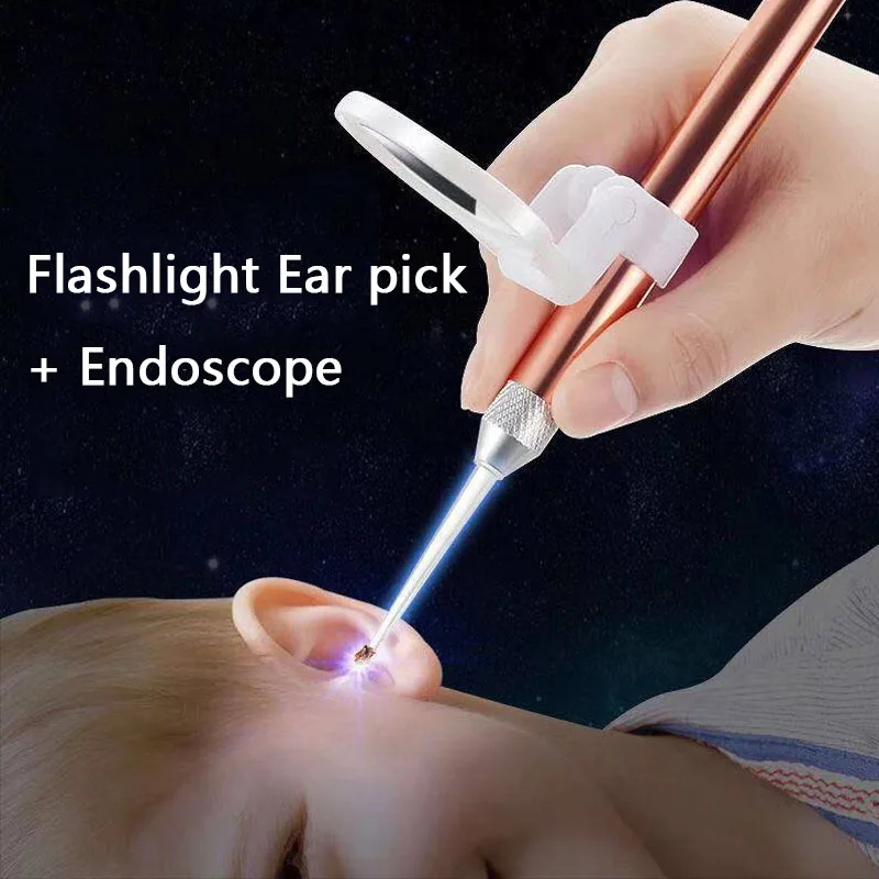 Flashlight Earpick Penlight-Spoon Curette Magnifier Wax-Removal Endoscope Ear-Cleaner