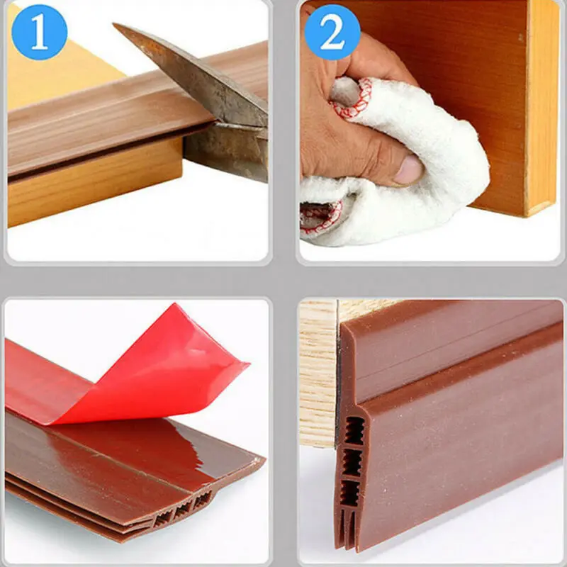 Самоклеящаяся силиконовая лента для нижней двери и окна 100 см уплотнительная