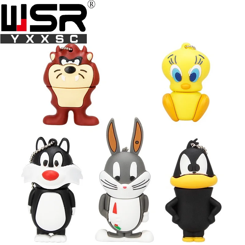 Usb-накопитель с мультипликационным принтом 2,0, 32 ГБ, 64 ГБ, 128 ГБ, кот, утка, Лев, кролик, ворона, серия usb 4 ГБ, 8 ГБ, 16 ГБ, новинка,, изысканный подарок для детей