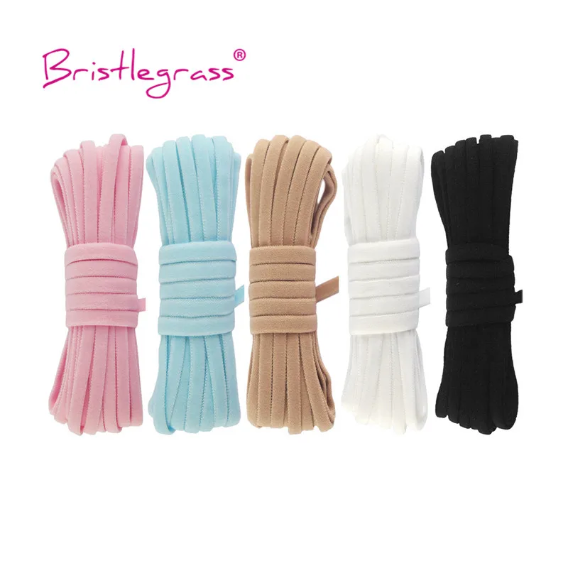 

BRISTLEGRASS 2 5 10 Yard 3/16" 5mm Nylon Skinny Flat Elastics Cord Tube Rope Spandex Band String Face Cover Ear Loop Sewing Trim