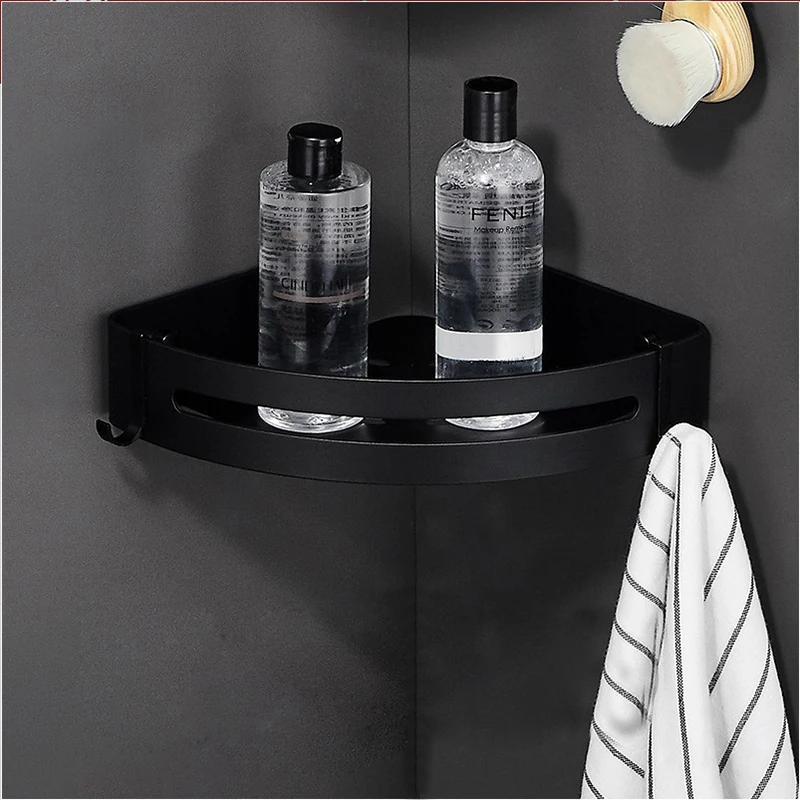 corner shelf 1 Аксессуары для ванной комнаты вешалка для полотенец Держатель для полотенец угловая полка держатель для туалетной щетки крючки для халатов черный набор аксессуаров для ванной комнаты - Цвет: corner shelf 1