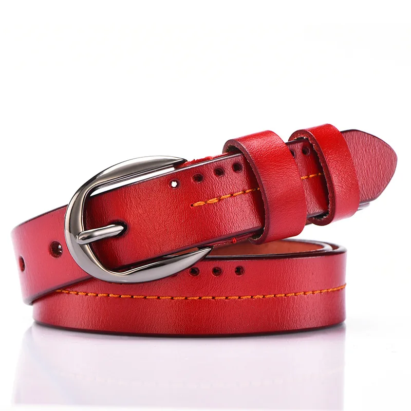 Women Fashion Genuine Leather Belt Designer Punk Retro Belts for Jeans High Quality Female Luxury Straps Metal Pin Buckle Belts