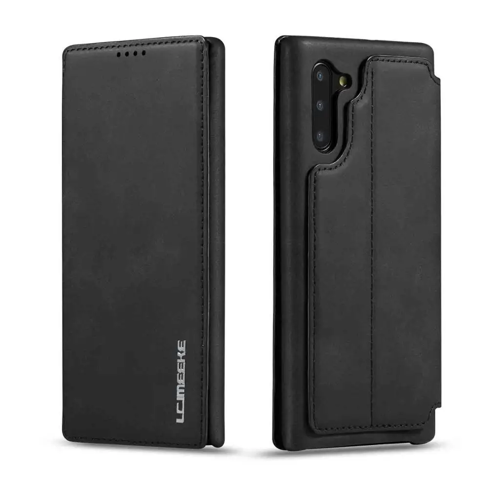Чехол-книжка, футляр для samsung Note 10 Plus, Роскошный Ретро Чехол из искусственной кожи для телефона samsung Galaxy Note 10 S8 S9 A80, чехол Funda - Цвет: black