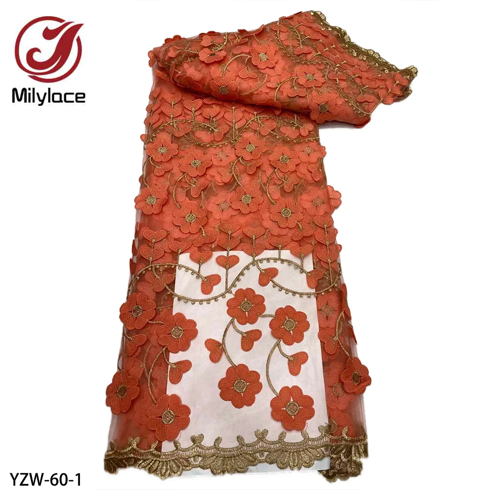 

Африканская французская кружевная ткань 2021 Φ ткань с 3D аппликацией Тюль кружевная ткань для свадебного/вечернего платья