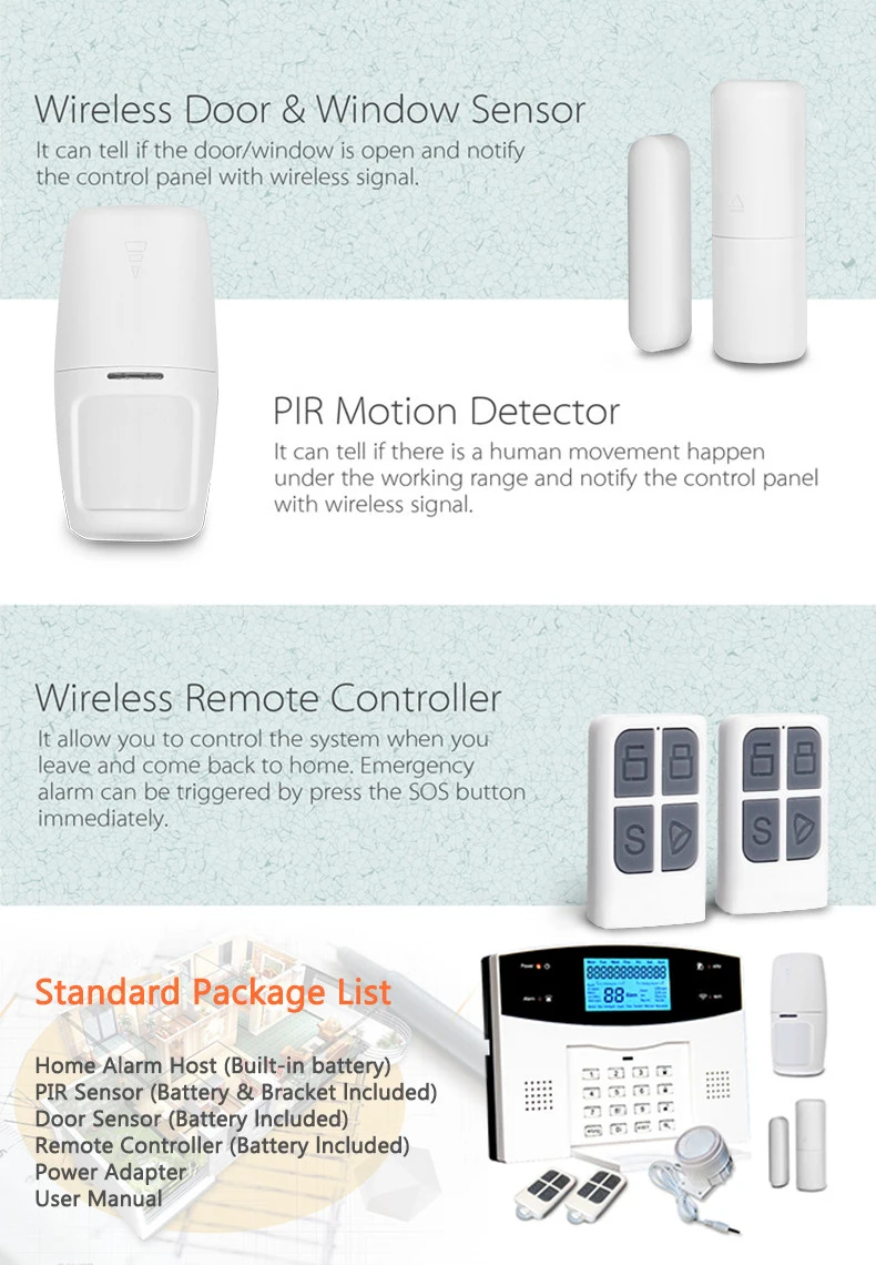 Новая WiFi GSM PSTN сигнализация для домашней сигнализации с ip-камерой ЖК-клавиатурой