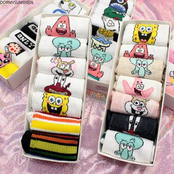 

SP&CITY 7 Pairs Harajuku Women Funny Patterned Short Cotton Socks Colored Hipster Ankle Cool Student Cute Casual Art Sox