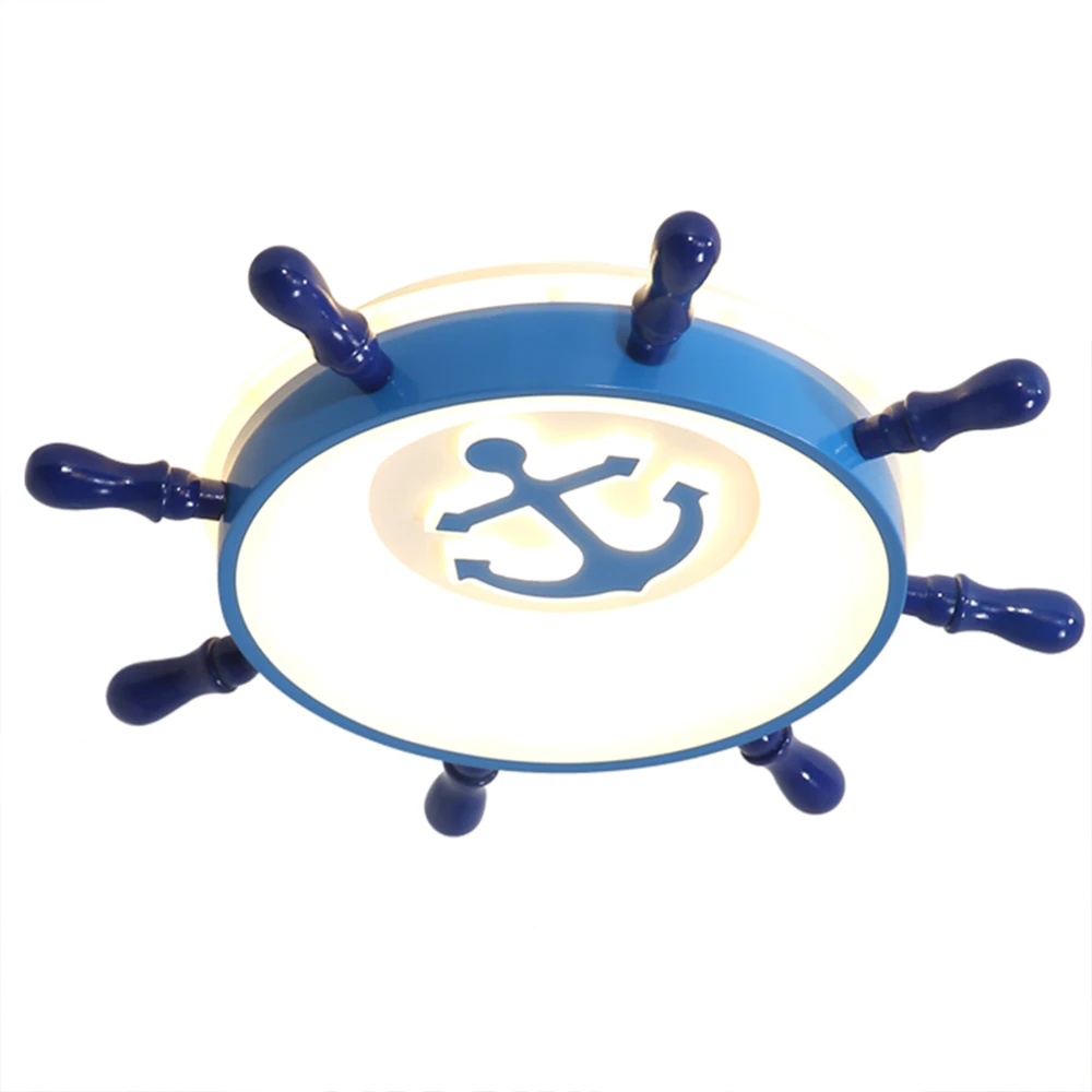

European 55cm Pirate Boat Rudder Ceiling Light Led Children Room Decoration Lighting luminaires
