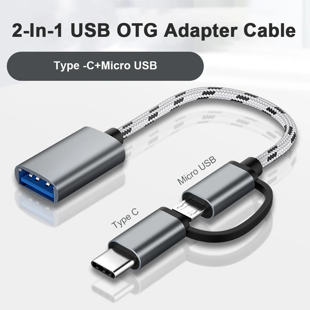 2 in 1 Micro and Type C 3.0 Interface to Female USB type A cable