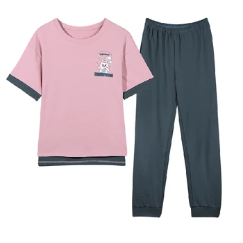 

Cotton Print Women's Pajamas Sets Femme Nighty Casual Homewear Loungewear Cotton Sleepwear Cartoon Home Clothing Pijama camisola
