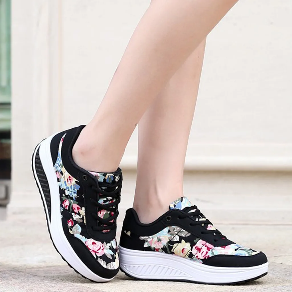 

New 2020 Running Sneakers Women Fashion Print Wedge Platform Shoes Woman Casual Sport Mesh Breathable Shoes Zapatillas Mujer