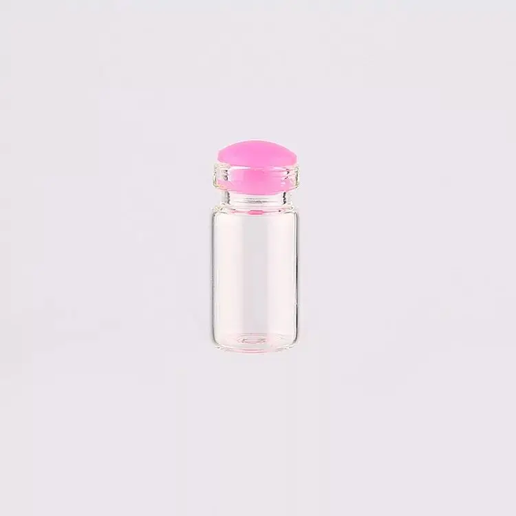20 шт 1,5 мл мини прозрачная стеклянная бутылка Желая бутылки Флаконы пустые стеклянные банки с пластиковой/пробковой пробкой свадьбы пожелание вечерние сувениры - Цвет: pink  Silicone
