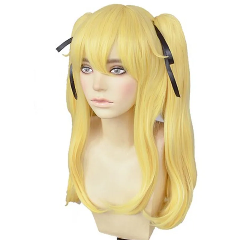 Kakegurui-Mary-Saotome-Meari-Blonde-Ponytail-Hair-Heat-Resistant-Cosplay-Costume-Wig-Silk-Ribbon-Wig-Cap