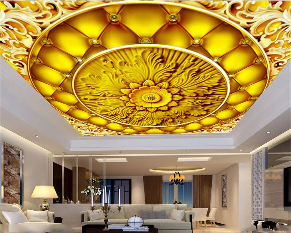 Wallpaper Embossed Diamond Golden Embossed Flower Premium European Style Zenith Decorative Exquisite Wallpaper