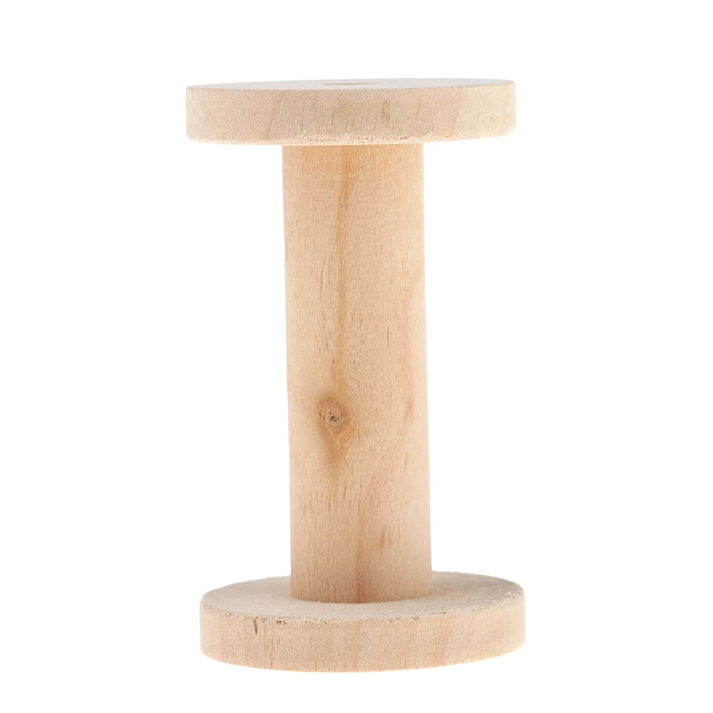 Vintage Wooden Empty Thread Spools Cylinder Needlework Crafts Bobbins Reels Organizer For Ribbon Sewing Tools