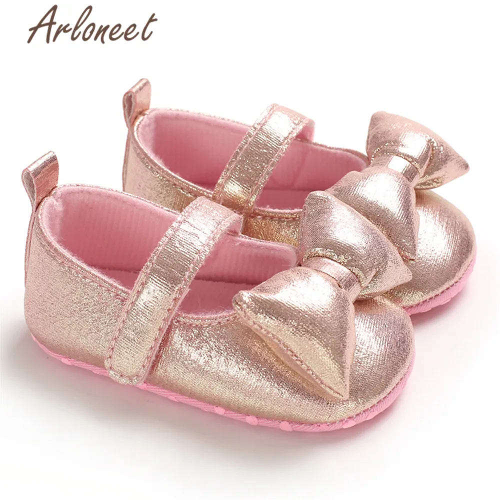 ARLONEET обувь для новорожденных девочек; обувь для малышей; хлопковая зимняя обувь с бантом; нескользящие кроссовки принцессы для девочек; мягкая обувь для первых шагов