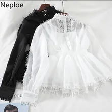 Женские блузки и топы Neploe корейские с длинным рукавом лоскутные