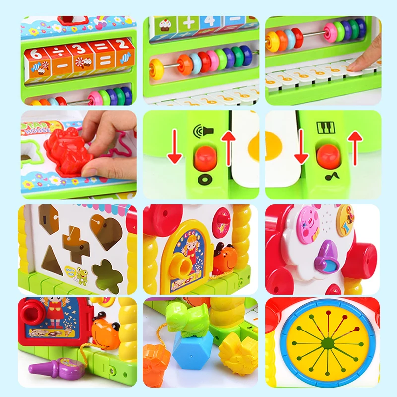  HOLA 739 Multifunctional Musical Toys Baby Fun House Musical Electronic Geometric Blocks Sorting Le
