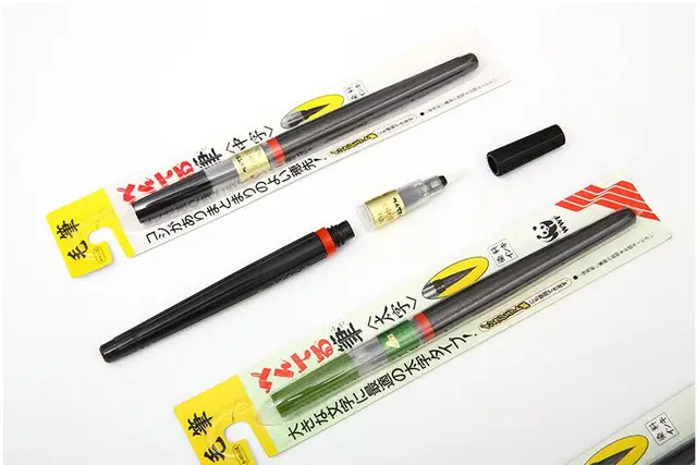 Penna A Pennello Pentel Fude Portable - Punta Media, Corpo Nero, XGFKP-A - Foto 8