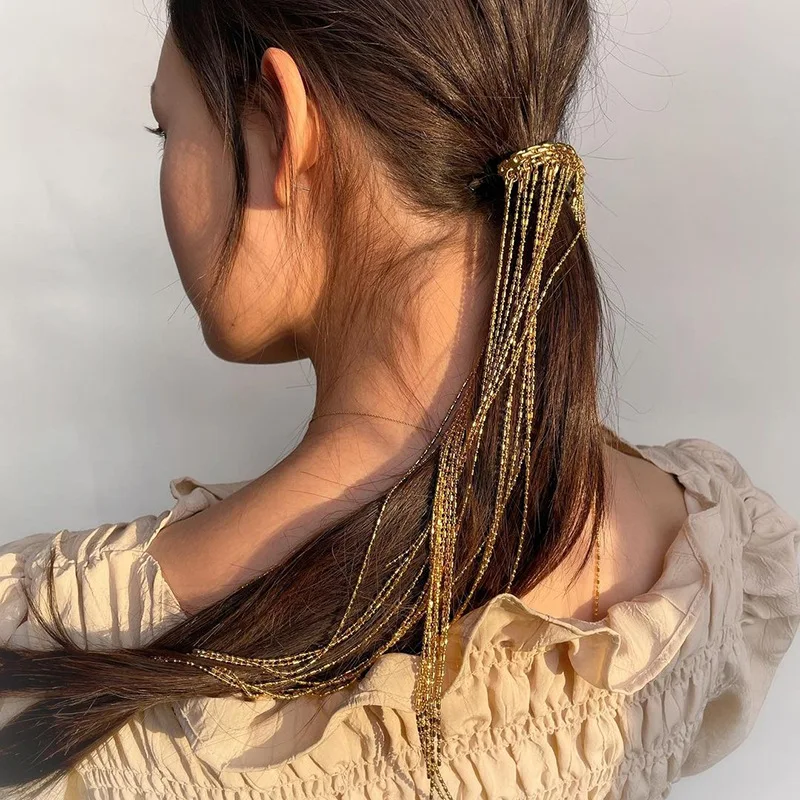 стразы на волосы Full Rhinestone Hair Clips For Women Girls jewelry Long Hair Clip Tassel заколка для волос accessoire cheveux