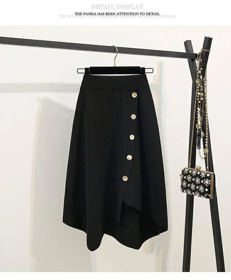 skirt Женский комплект из 2 предметов, элегантный повседневный комплект из двух предметов, корейский стиль, офисный женский свитер, комплект из 2 предметов с юбкой, теплая зимняя одежда - Цвет: skirt